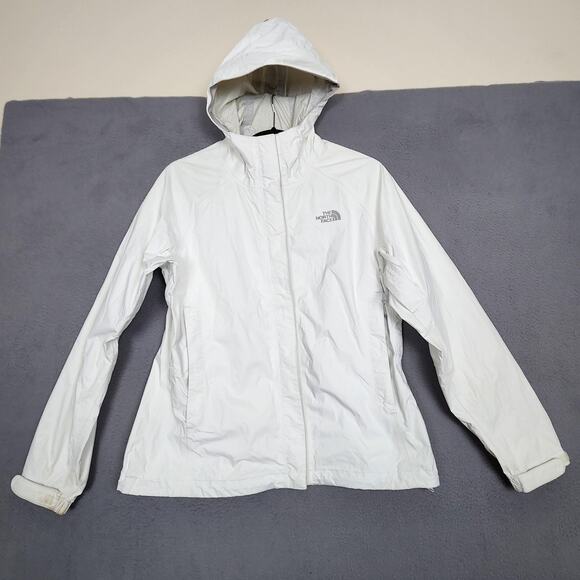 The North Face Jacket Womens Medium White HyVent DT Hooded Rain Shell Waterproof - Picture 1 of 16